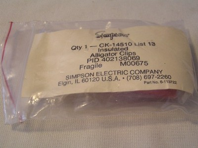 Simpson Alligator Test Lead Clips Insulated Threaded Connection OEM CK14510 L12