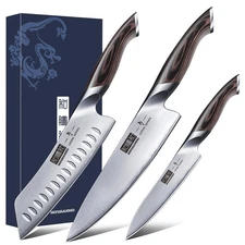 3 Pieces Knife Set, Professional Japanese High Carbon Stainless Steel Kitchen...