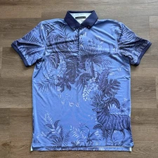 Greyson Enchanted Forest Wolf Print Men’s Medium Golf Polo Shirt