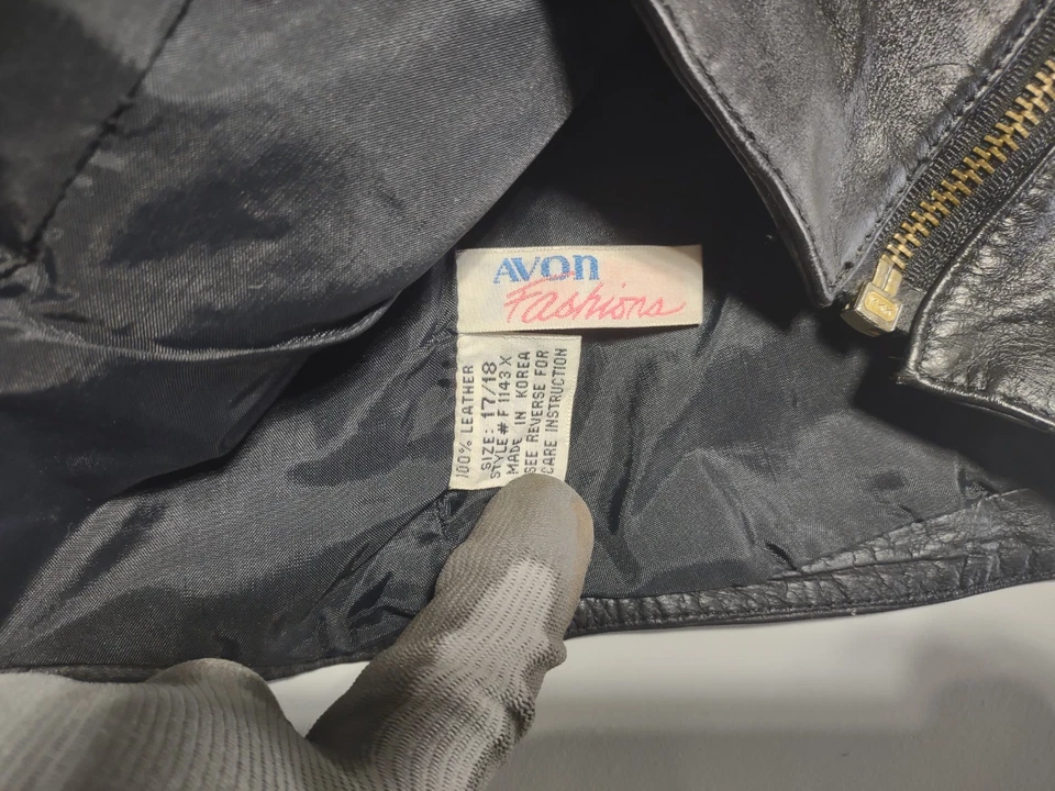 Bustier de cuero negro totalmente forrado Avon Fashions vintage para mujer - talla 17/18 Foto 3 de 3