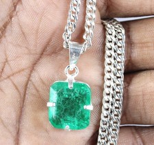 Pendentif naturel 12,15 ct émeraude taillée verte pierre précieuse certifiée ...