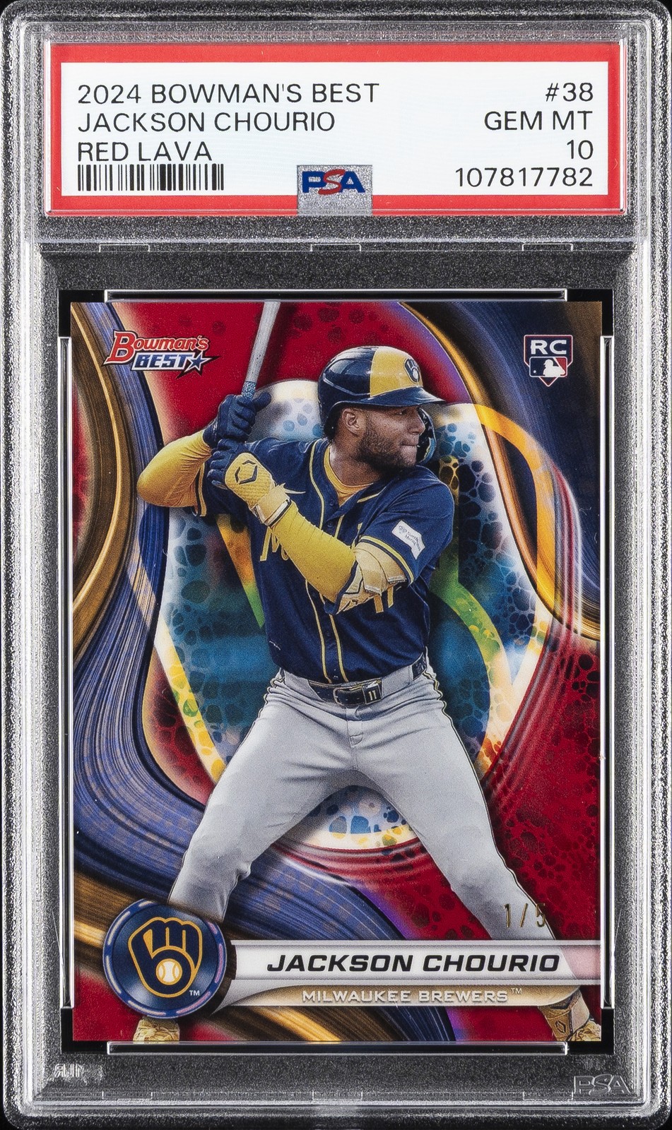 2024 BOWMAN'S BEST RED LAVA #38 JACKSON CHOURIO 1/5 PSA 10