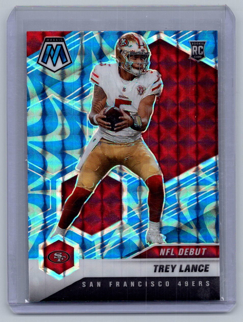 2021 Panini Mosaic #244 Trey Lance Prizm Reactive Blue