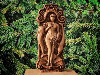 Aphrodite Statue Hand Carved Oak Greek Goddess Pagan Shrine Figure