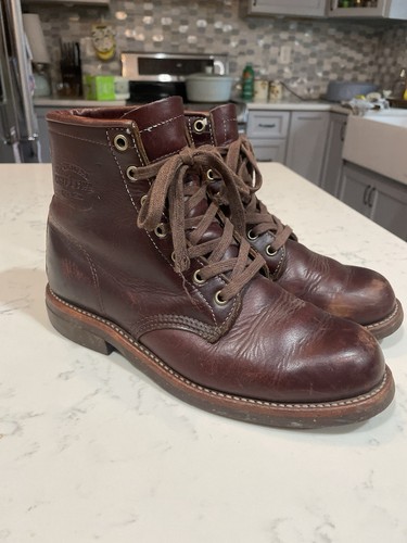 Original Chippewa Boots USA Made Service Style Size 8 D See Pics Dark Brown