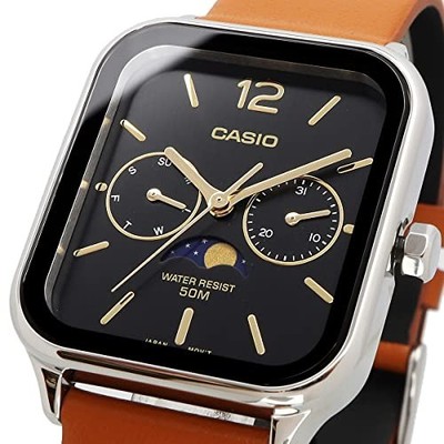 Casio Standard Analog Moonphase Men's Quartz Watch - Black / Brown