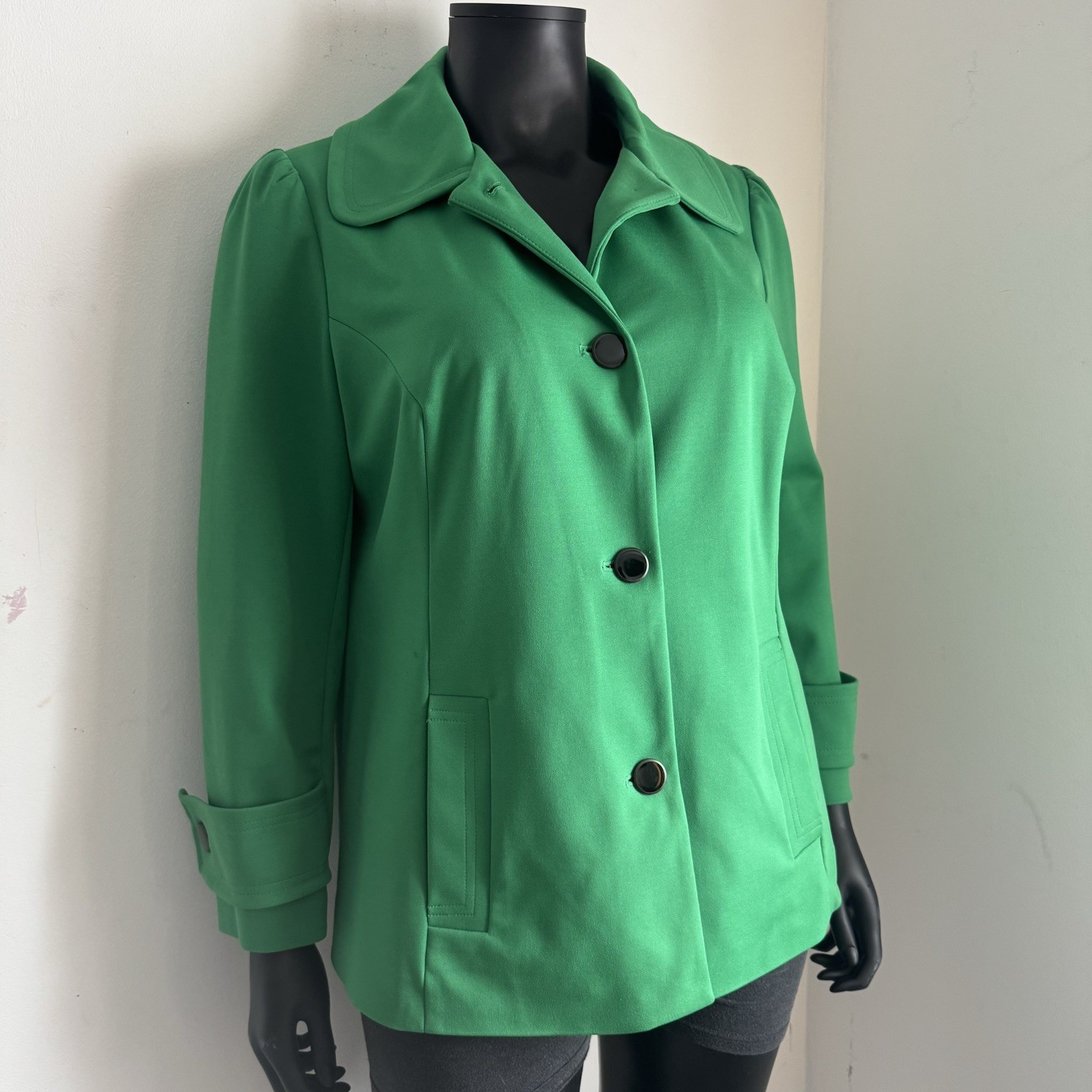 Worthington Size 24 Jacket Blazer Green Classic Single Breasted Long Sleeve US2X