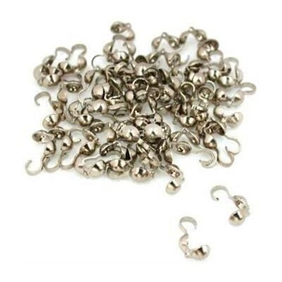 60 White Plated Clamshell Bead Tips 3mm
