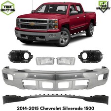 Front Bumper Chrome Steel Fog Light Kit For 2014-2015 Chevrolet Silverado 1500