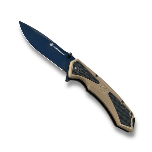 Smith & Wesson Tactical Folding Pocket Knife – Brown & Black Handle, Outdoor EDC