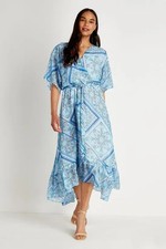 wallis dress size UK 10 - blue floaty mock wrap - worn once