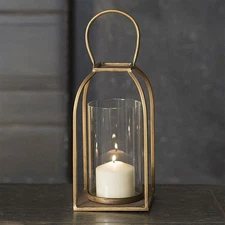 Elegant Large Tribeca Lantern Glass & Metal Home Decorative Collectible