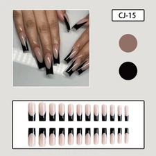 24pc Nude Pink Long Square False Nails Salon Fake Nails Press on Nails Rectangle