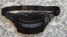 Vintage Toni Fanny Pack Borsa Unisex Pelle Nera 5 Tasche Vita Regolabile