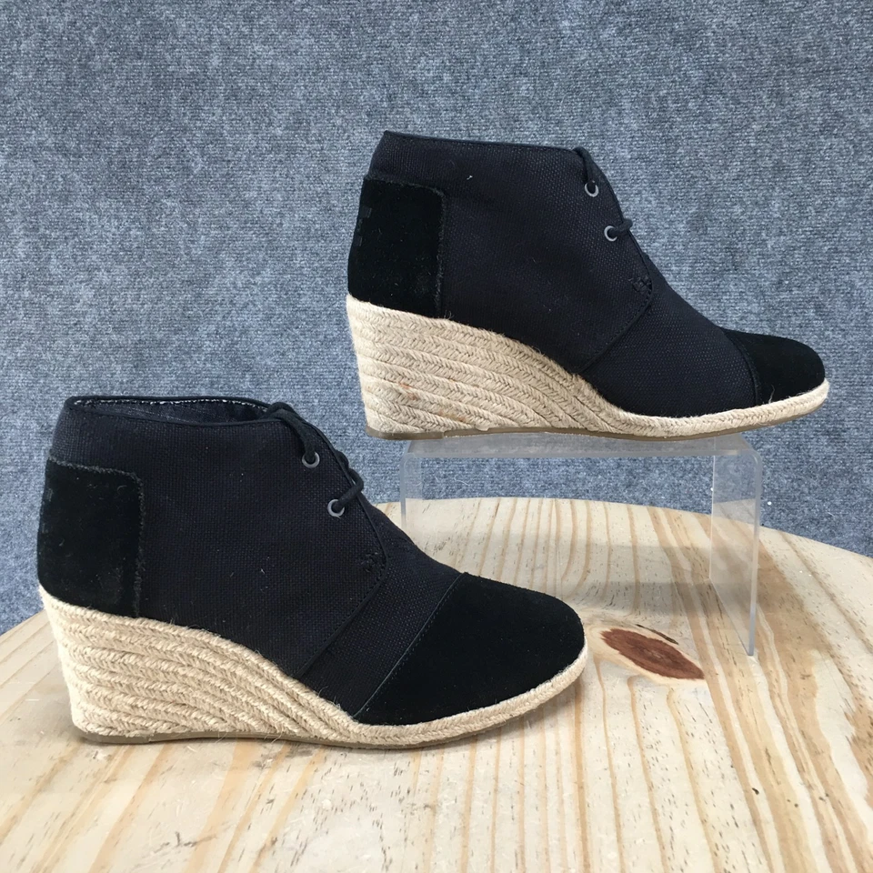 Toms Botas Mujer 9.5 Desert Alpargata Negro Lona Con Cordones Informal Tobillo Top Foto 2 de 4