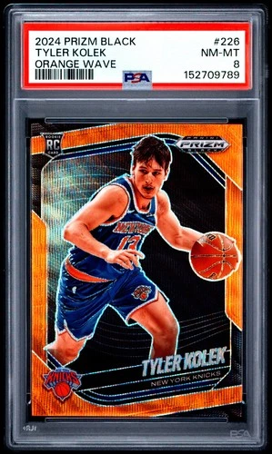 2024 Panini Prizm Black Basketball Orange Wave Tyler Kolek #226 PSA 8