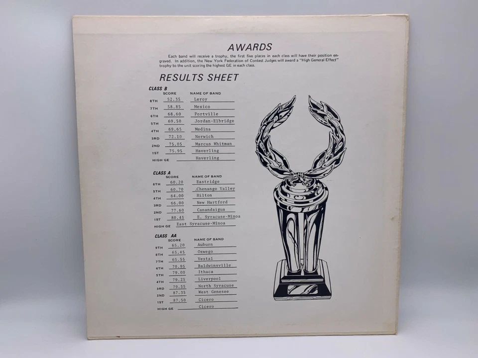 New York State Field Band Conference 1978 Championship Show LP Record - Class AA - Image 3 of 4