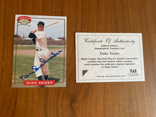 Duke Snider Autographed Signed 1994 Nabisco All Star Autographs Card - Picture 2 of 5