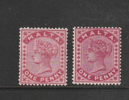 Malta 1885/90 1d Rose & 1d Karmin MM SG 21/2, Katze 108£ - Bild 1 von 2