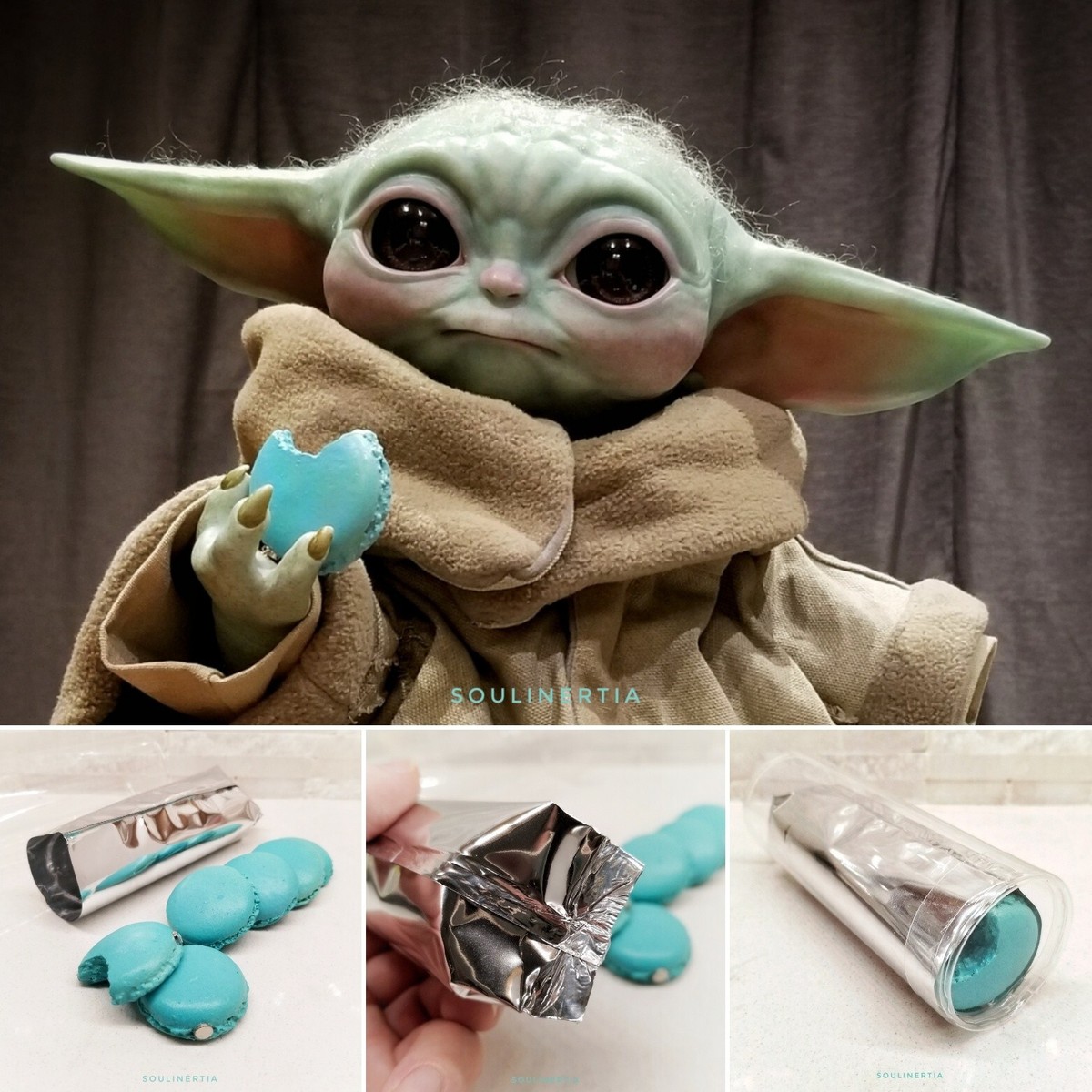 Grogu 6 Space Macarons w/cookie sleeve magnetic resin prop