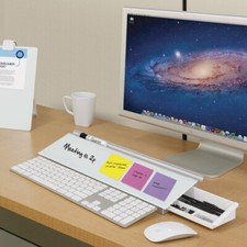 Quartet Glass Desktop Computer Pad, 18" x 6", Dry Erase White Surface GDP186 
