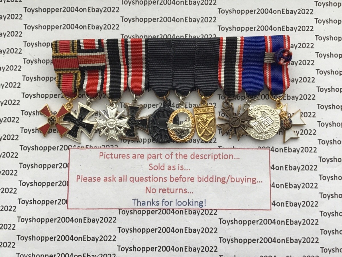 German WW2 1957 Navy Veteran Bundeswehr 10 Miniature Medal Bar