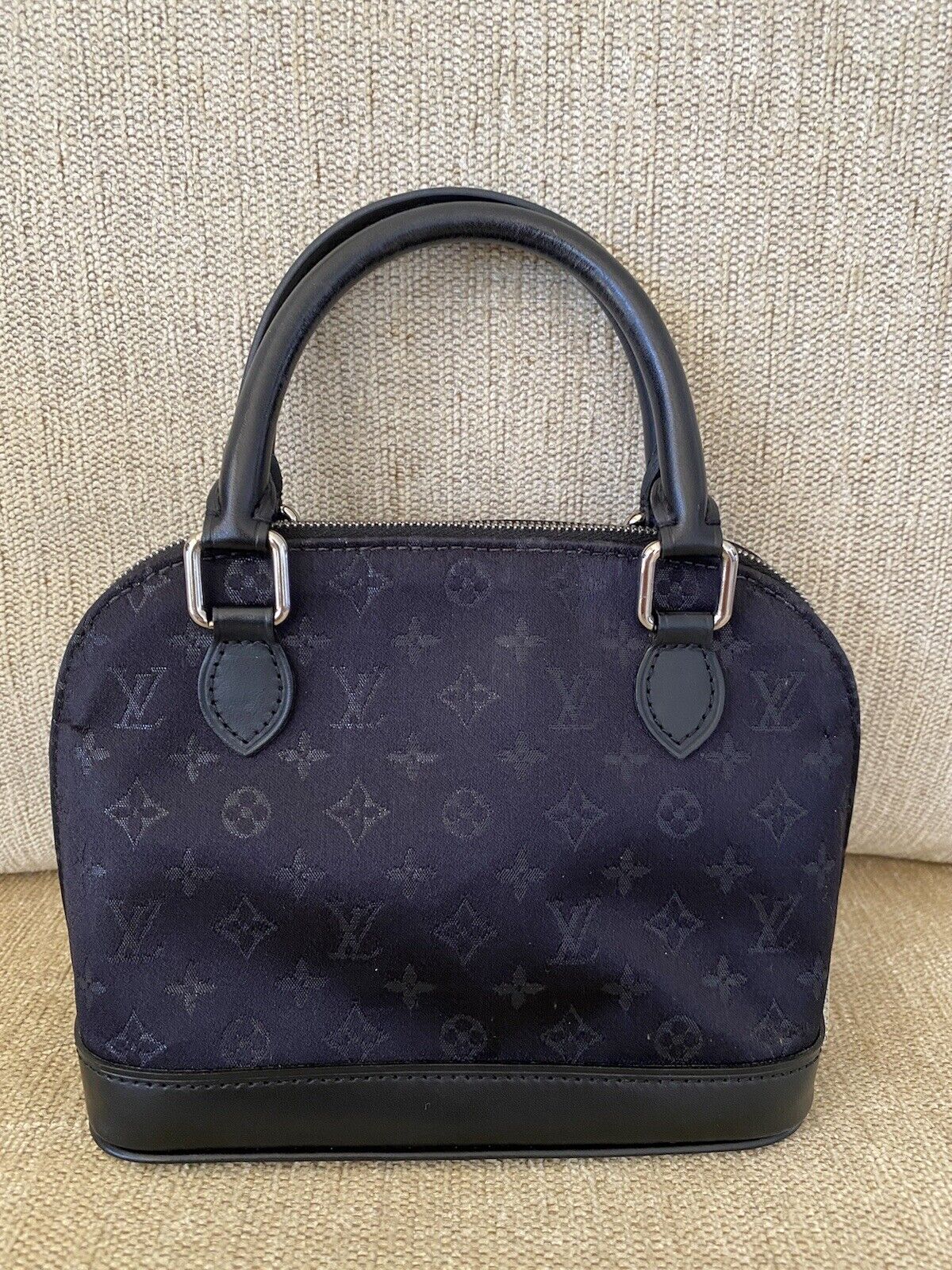 LOUIS VUITTON M92205 Monogram Mini Alma Ron Width Hand Bag Canvas Gray/Navy