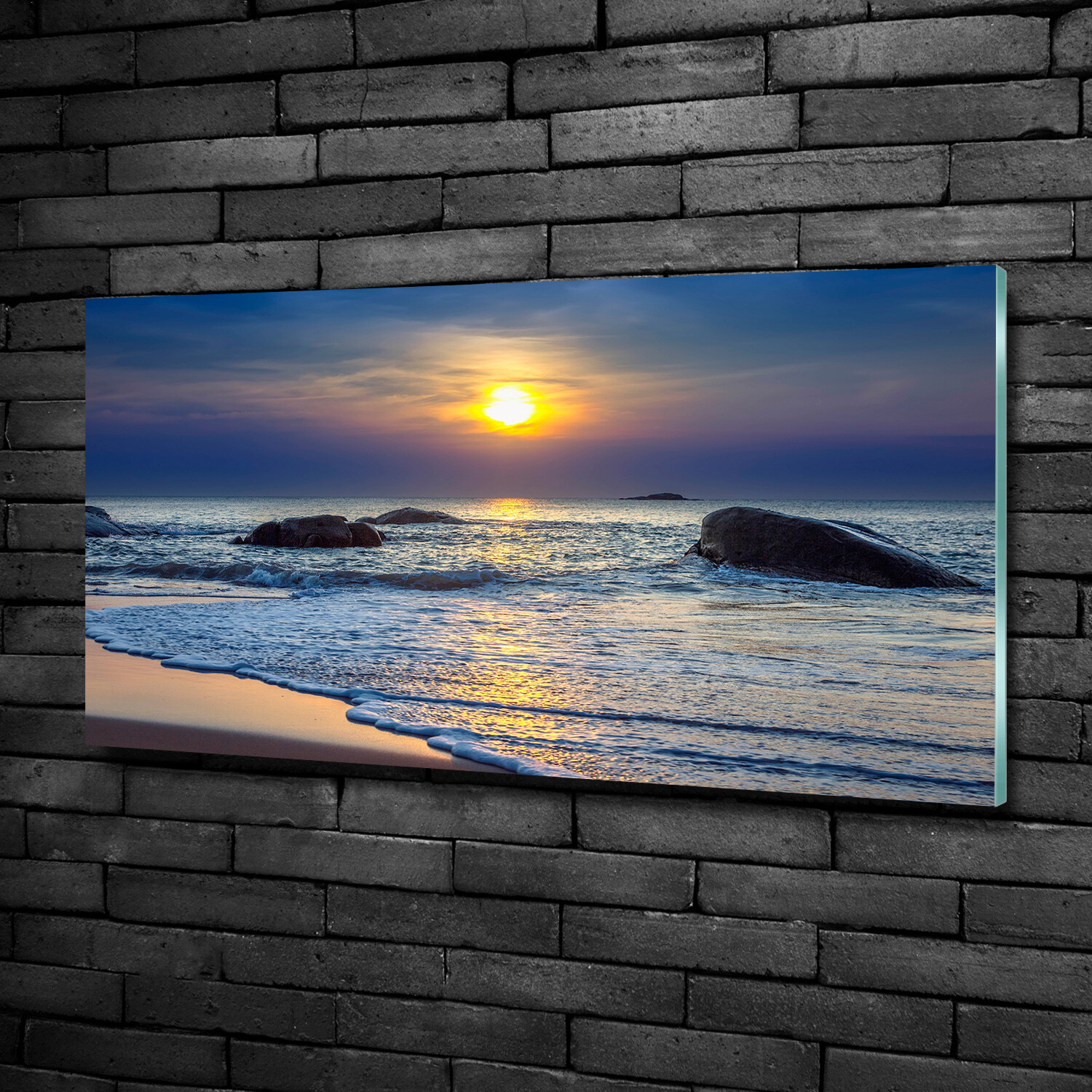 Tulup Glass Print Wall Art Image Picture 100x50cm Sunset sea eBay