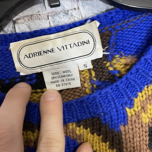 Adrienne Vittadini Multi Color Art Geometric Wool Pullover Sweater Women's S - Picture 4 of 7