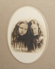 Adorable School Girls Hair Curls Sisters Embossed Antique Cabinet Card Photo