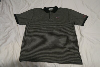 Pringle Scotland Striped Golf Polo Black Men's XL Secession Golf Club Flags