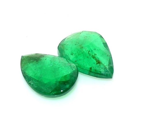 10x7 mm Natural Emerald Jewelry Supply Pear Cut Faceted Pair 2.38 Cts Gemstones - Picture 7 of 8