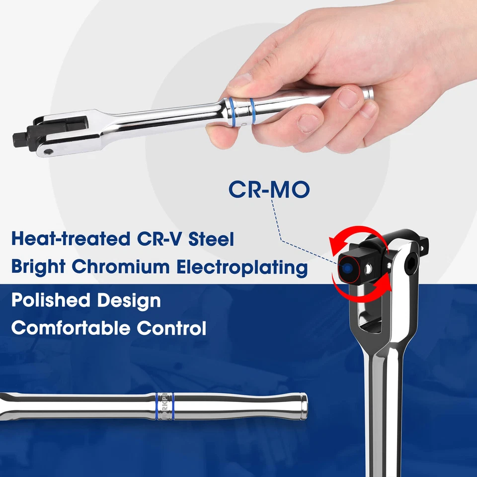 WORKPRO 8"Length Dual Drive Breaker Bar 3/8"& 1/4" Drive Heavy Duty Breaker Bars - Image 3 of 4