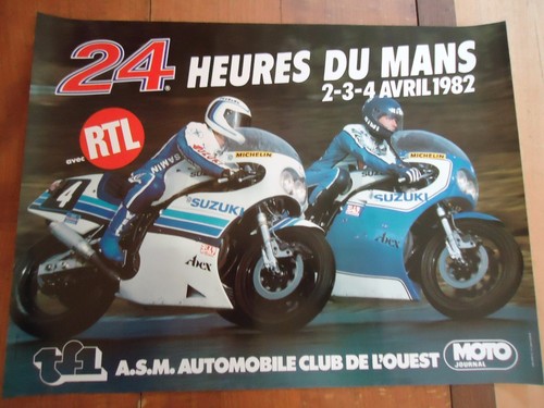 Affiche Originale 24 Heures Du Mans Moto 1991 – ACO 54x40cm