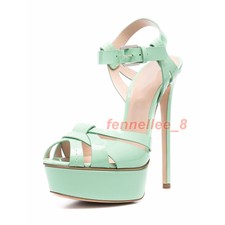 Women Summer Peep Toe Platform Party Sandals Ankle Strap Stiletto Heels Shoes