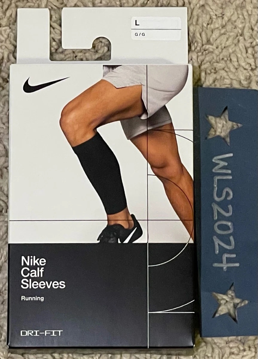 Nike Zoned Support Calf Sleeves-Blk/Slvr-Unisex Adult Large (1 Pair)  #NRSE5-042