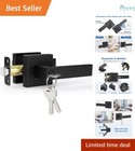Entry Door Handle Black Locking Lever with Key Heavy Duty Zinc Steel Exterior