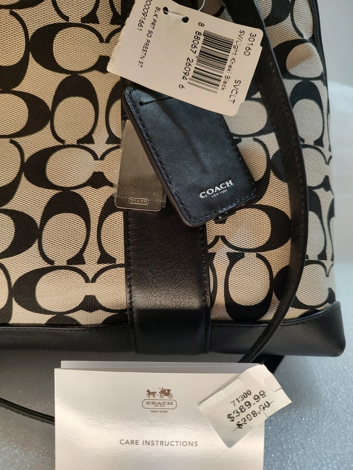 Borsa a mano Coach Bleecker Preston nuova con etichette beige chiaro nera F30160