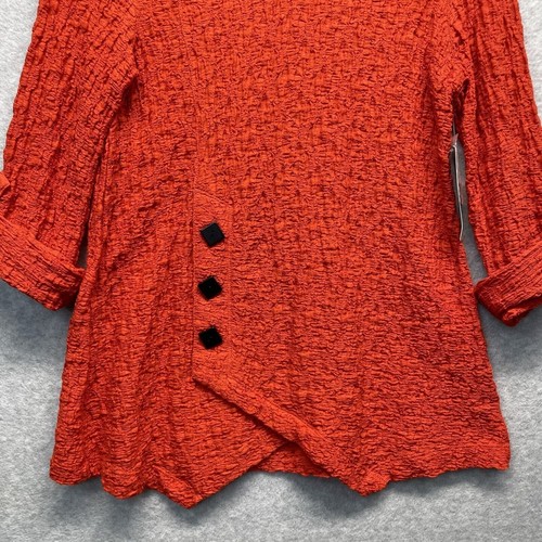 Top donna Ali Miles testurizzato arricciato piccola blusa rossa manica a linguetta arrotolata - Foto 3 di 13
