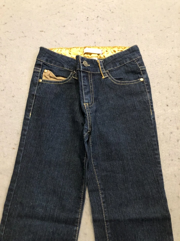 Красные джинсы Marc Ecko для девочек 8 темная джинсовая ткань вышитый логотип брюки - Изображение 4 из 4