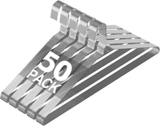 Wire Metal Clothes Hangers Bulk 50 Pack for Standard Size Suits, Coats, Shirts,