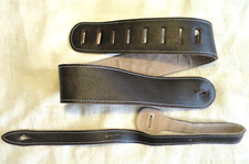 Genuine Leather Wide 60mm Guitar Strap, Suede Backing - SOFT, STRONG, Elegant 