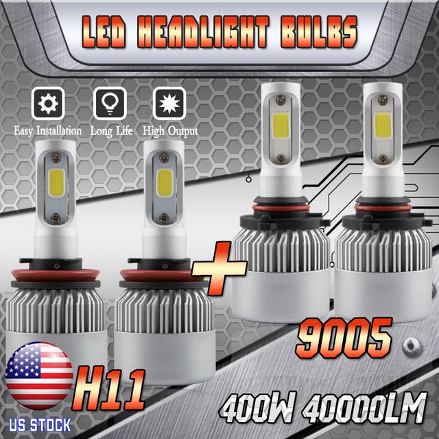 COB LED Headlight Bulbs for 2007-2013 Toyota Tundra High Beam 9005 Low