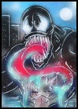 Marvel VENOM Original Spider-Man Foe Sketch Card Painting by Bianca Thompson