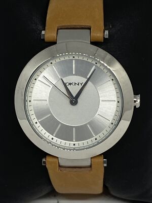 DKNY Stanhope NY-2293 Womens Brown Leather Analog Silver 