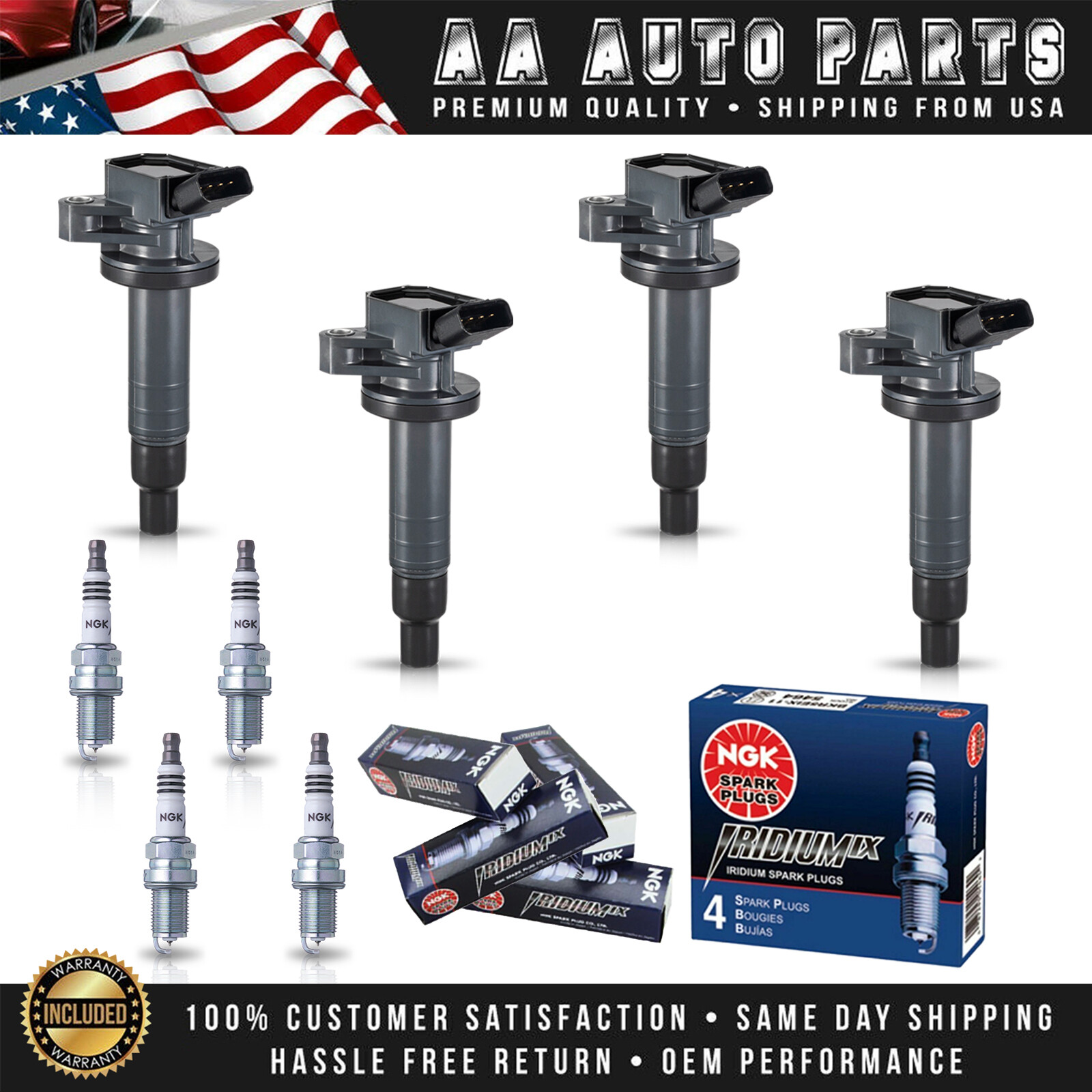 4 Ignition Coil  4 NGK Iridium Spark Plug for Toyota Corolla Matrix 1.8L UF247