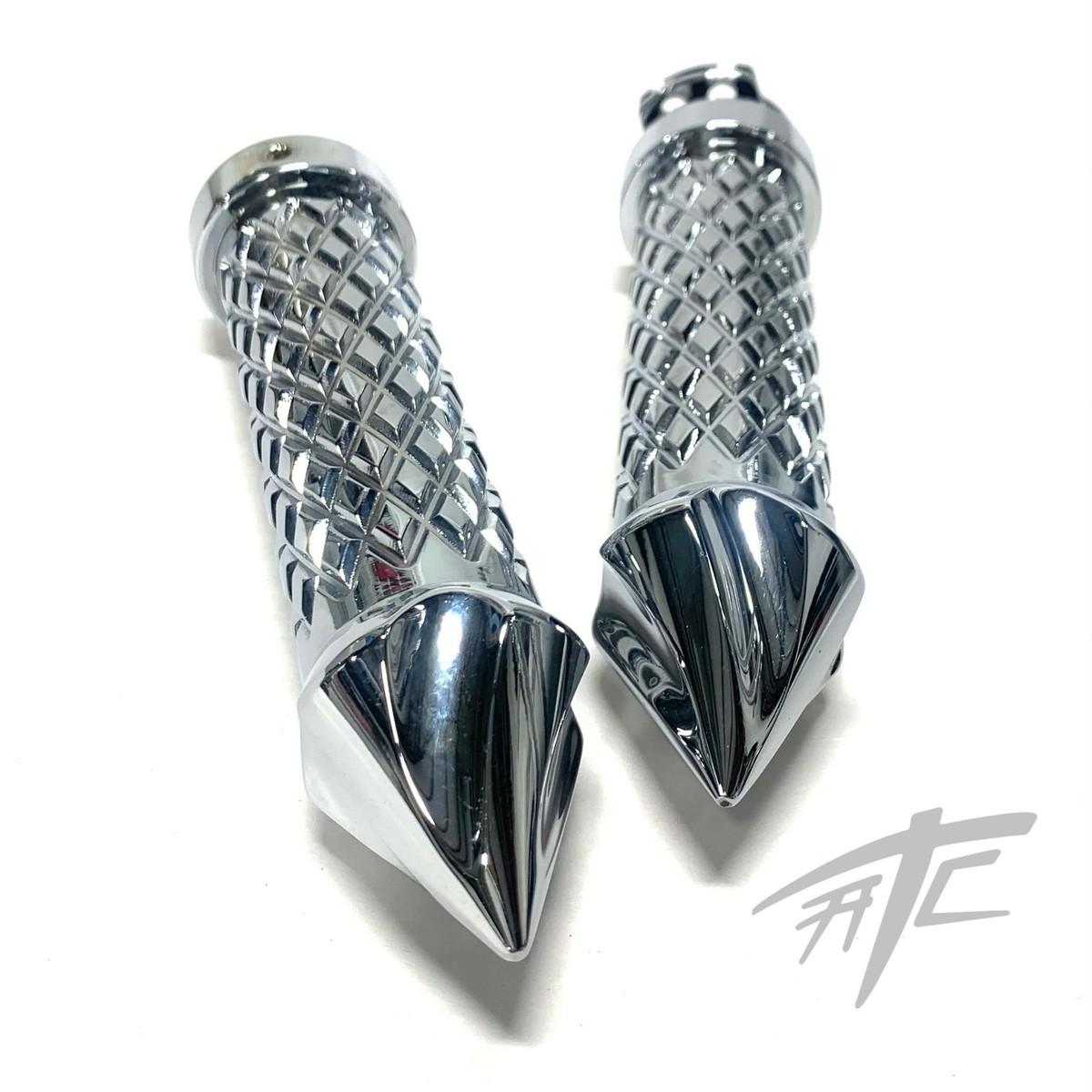 ZX-12 GRIPS CHROME DIAMOND PATTERN TWIST SPIKES ALL KAWASAKI NINJA