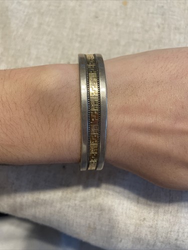 RMT Native American Sterling Silver And 14k Gold Bracelet 7409 - 第 1/7 張圖片