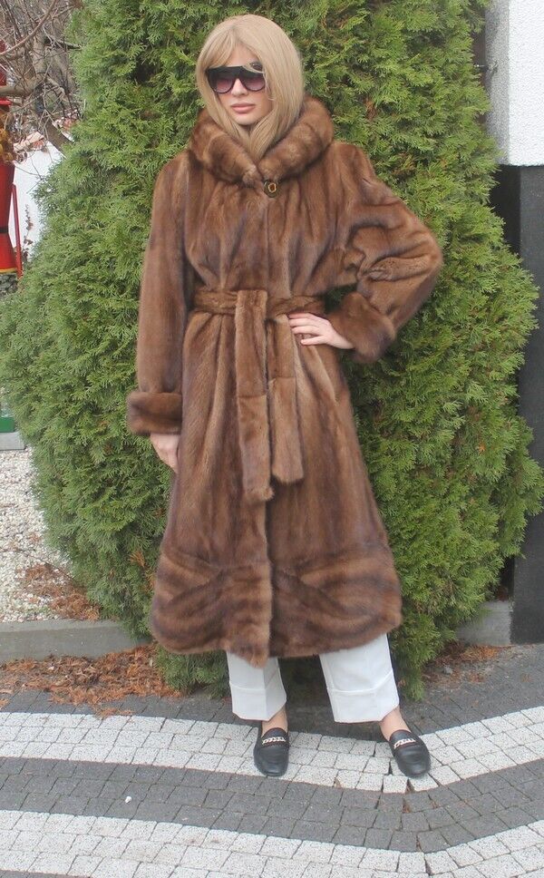 100% Real Ranch Mink Fur Coat Hood Outwear Clothi… - image 6