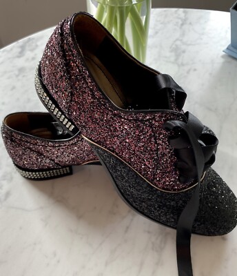 Lanvin Multicolor Las Vegas Embellished Crystal Oxfords Flats NEW NIB RARE 39 9